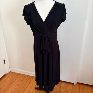 Evan Picone Black  Faux Wrap Midi Dress